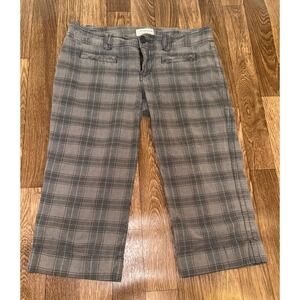 Aeropostale Grey Teal Plaid Cropped Pants Mid Rise Wide‎ Leg Size 5/6 Y2K Grunge